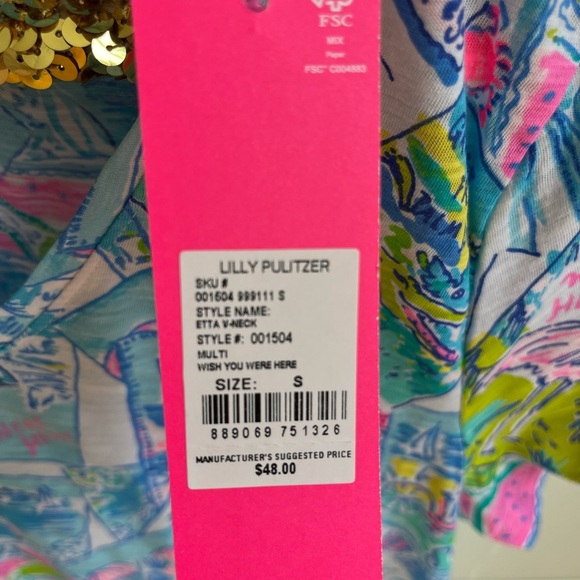 NWT Lilly Pulitzer WISH YOU WERE HERE Etta Tee Shirt - Picture 7 of 11